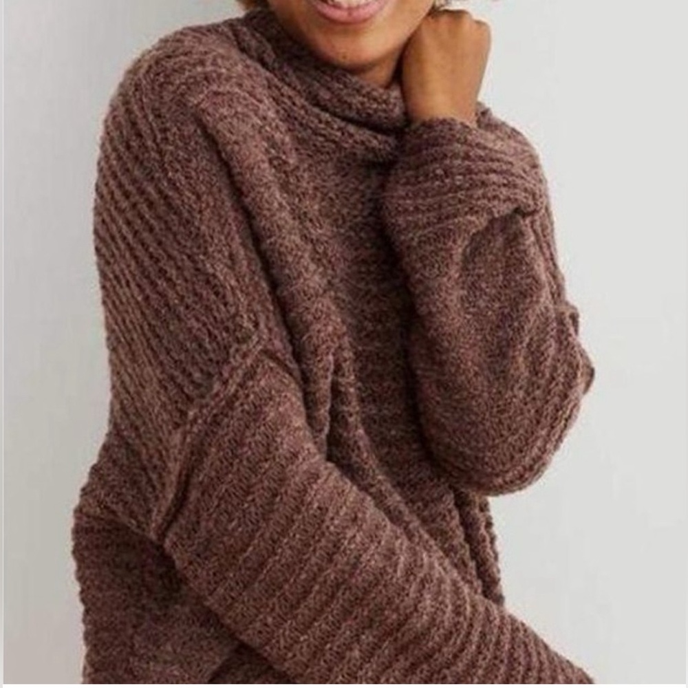 Aerie chenille mock neck cable knit sweater